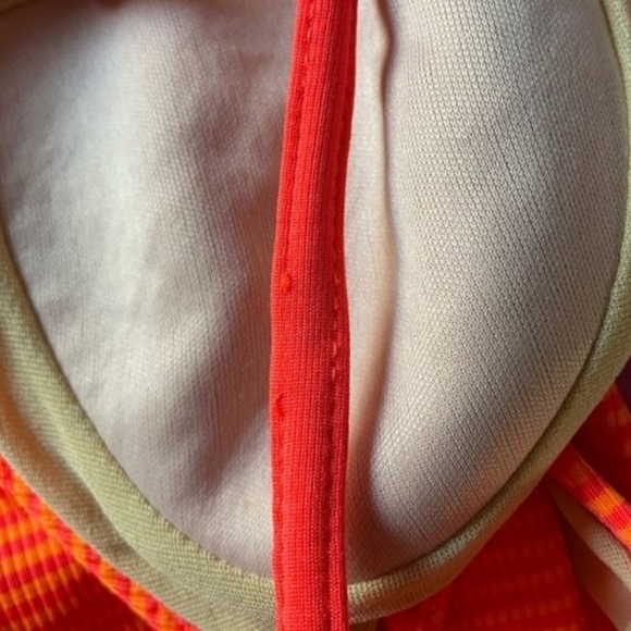 VINTAGE 90s Splash Neon Pink Orange Strappy Back High Rise Swimsuit Medium - Picture 11 of 12